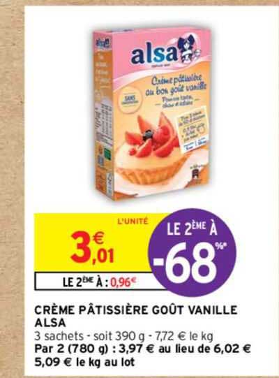 crème pâtissière goût vanille alsa