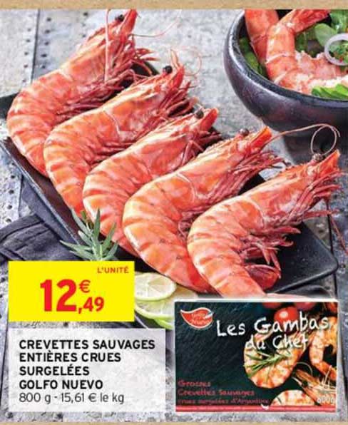crevettes auvages entières crues surgelées golfo neuvo