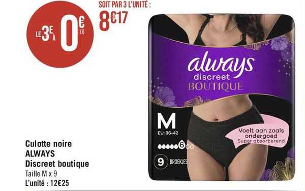 culotte noire always discreet boutique