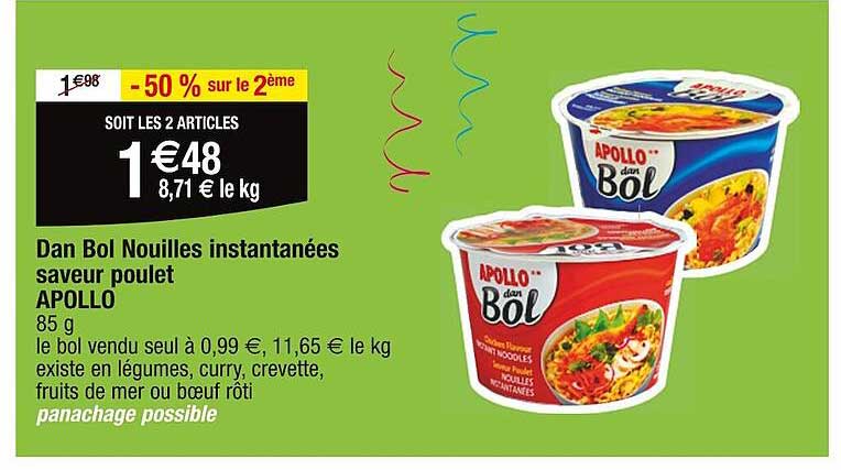 dan bol nouilles instantanées saveur poulet apollo