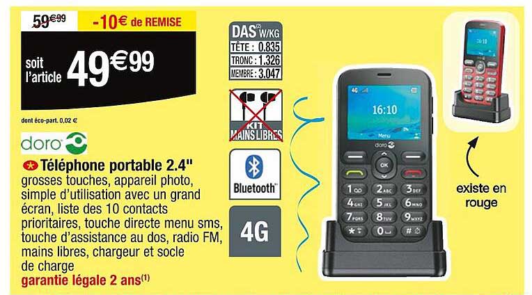 doro téléphone portable 2.4"