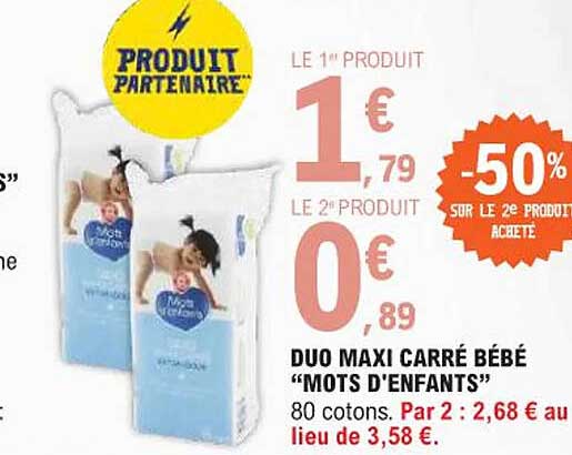 duo maxi carré bébé "mots d'enfants"