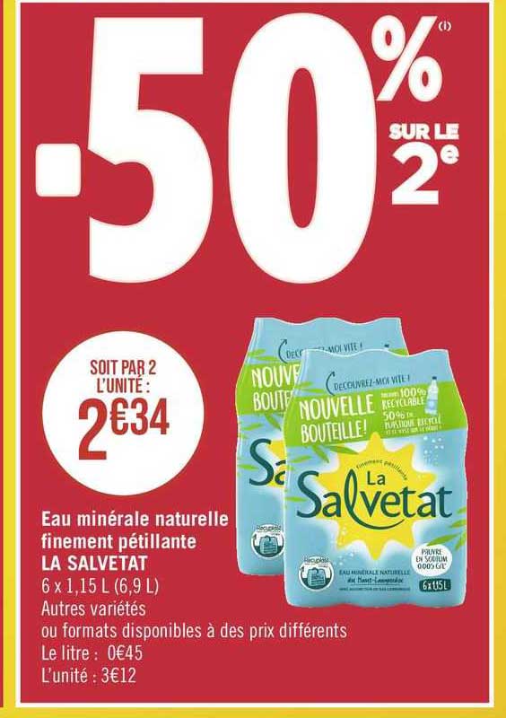 eau minérale naturelle finement pétillante la salvetat