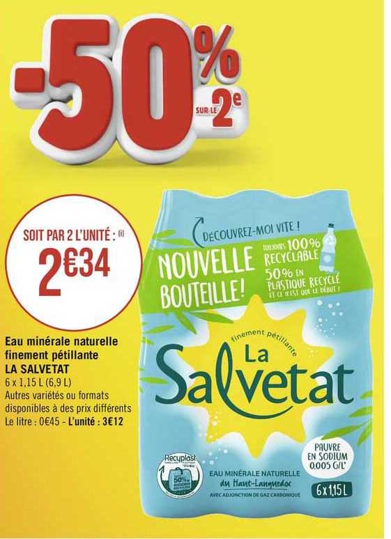 eau minérale naturelle finement pétillante la salvetat
