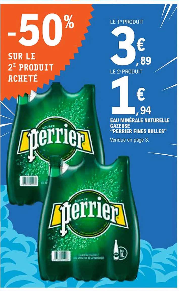Eau Minérale Naturelle Gazeuse "perrier Fines Bulles"