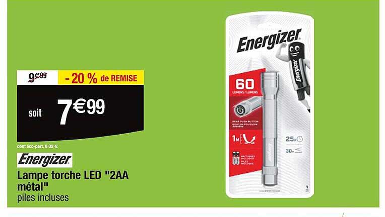 energizer lampe torche led "2aa métal