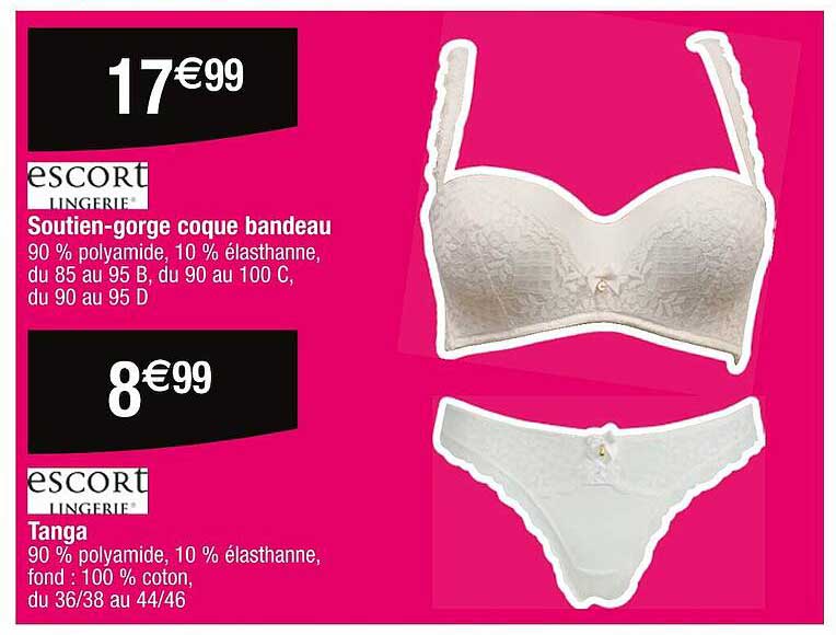 Escort Lingerie Soutien-gorge Coque Bandeau Tanga