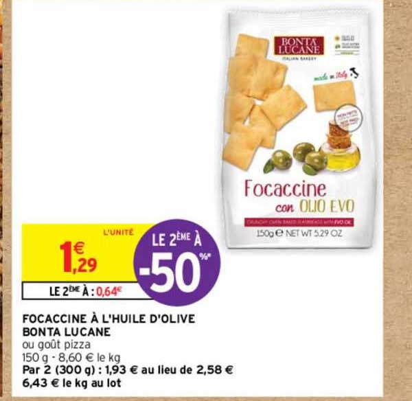 focaccine à l'huile d'olive bonta lucane