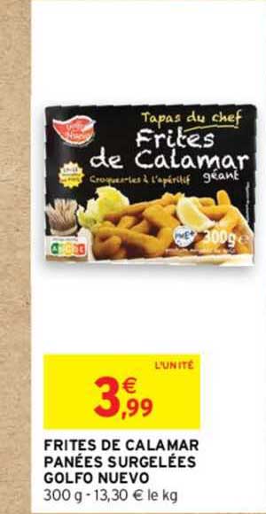 frites de calamar panées surgelées golfo neuvo