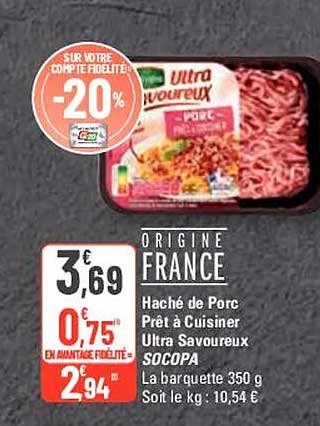 haché de porc prêt à cuisiner ultra savoureux socopa