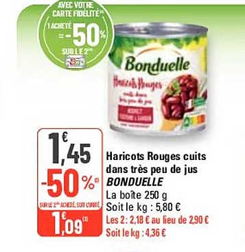 haricots rouges cuits dans très peu de jus bonduelle