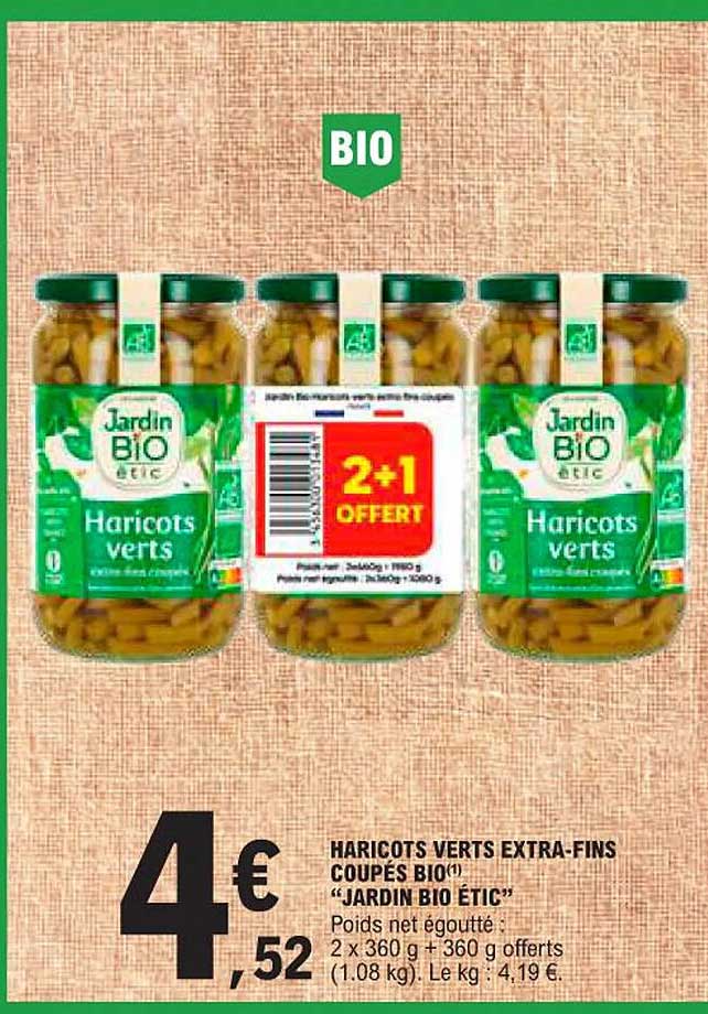 haricots verts extra-fins coupés bio "jardin bio étic"