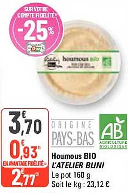 houmous bio l'atelier blini