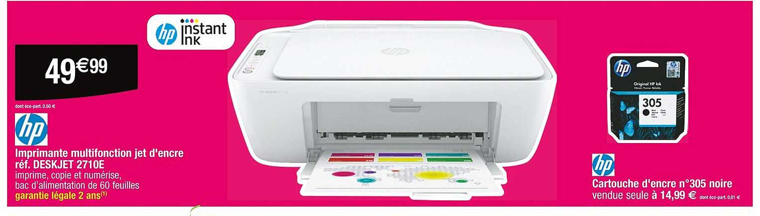 hp imprimante multifonction jet d'encre réf. deskjet 2710e
