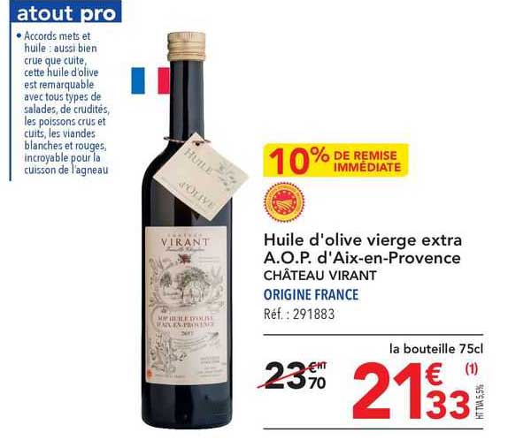 huile d'olive vierge extra AOP d'aix-en-provence château virant