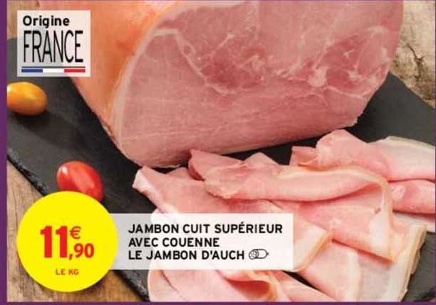 jambon cuit supérieur avec couenne le jambon d'auch