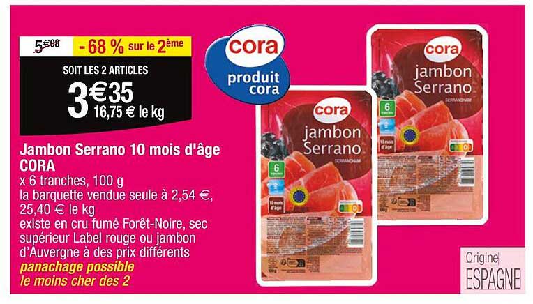 jambon serrano 10 mois d'âge cora