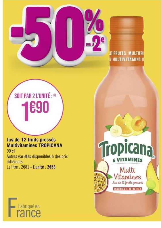 jus de 12 fruits pressés multivitamines tropicana