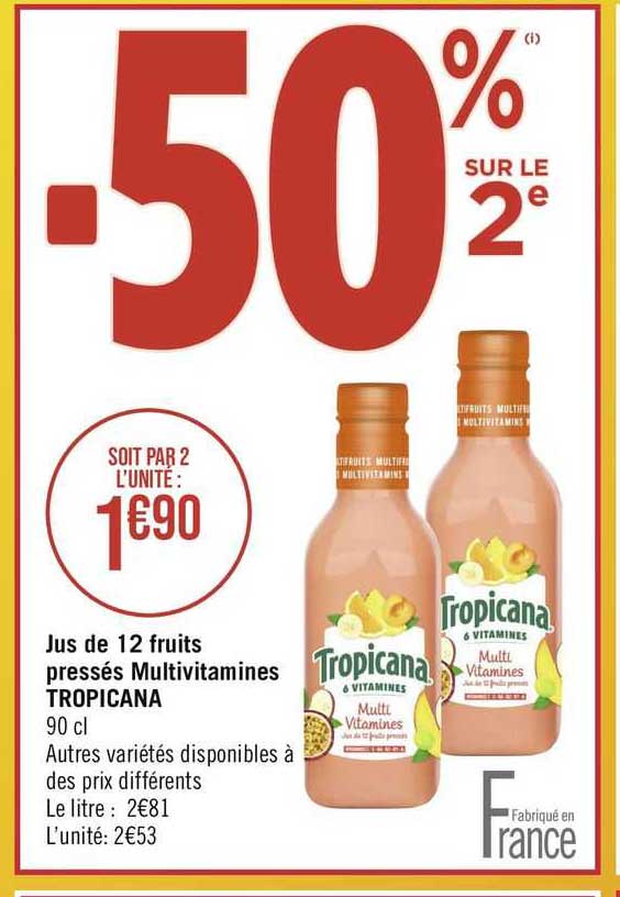 jus de 12 fruits pressés multivitamines tropicana