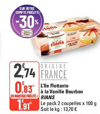 l'île flottante à la vanille bourbon rians