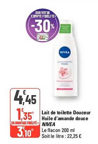 lait de toilette douceur huile d'amande douce nivea