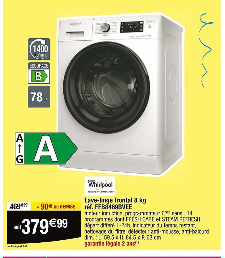lave-linge frontal 8kg whirlpool