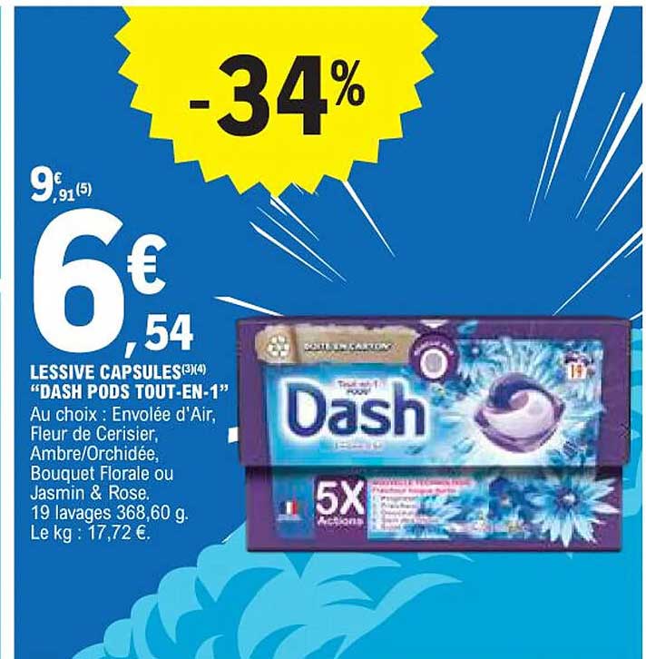 lessive capsules "dash pods tout-en-1"