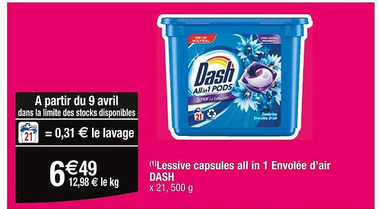 lessive capsules all in 1 envolée d'air dash