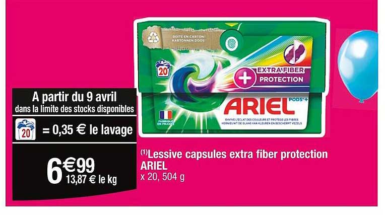 lessive capsules extra fiber protection ariel