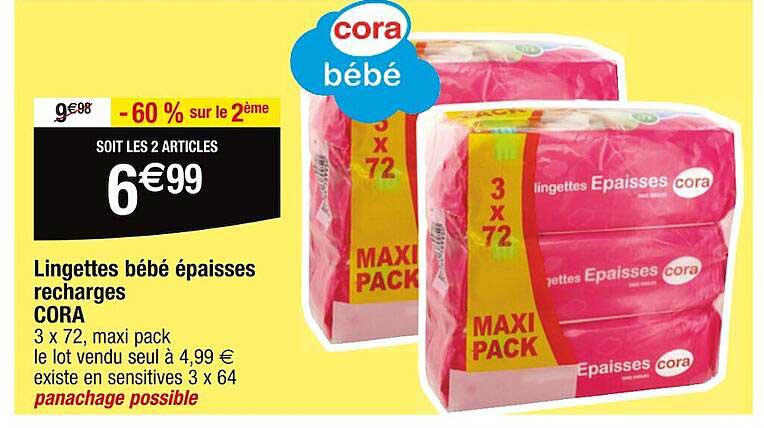 lingettes bébé épaisses recharges cora