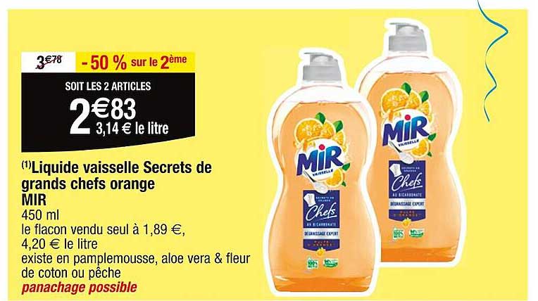 Liquide Vaisselle Secrets De Grands Chefs Orange Mir