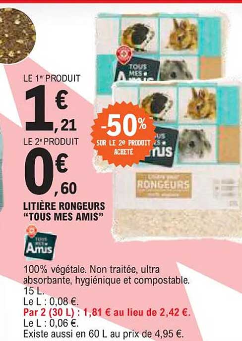 litière rongeurs "tous mes amis"