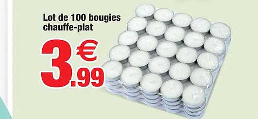 lot de 100 bougies chauffe-plat