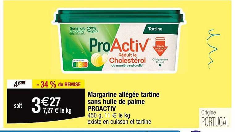 margarien allégée tartine sans huile de palme proactiv