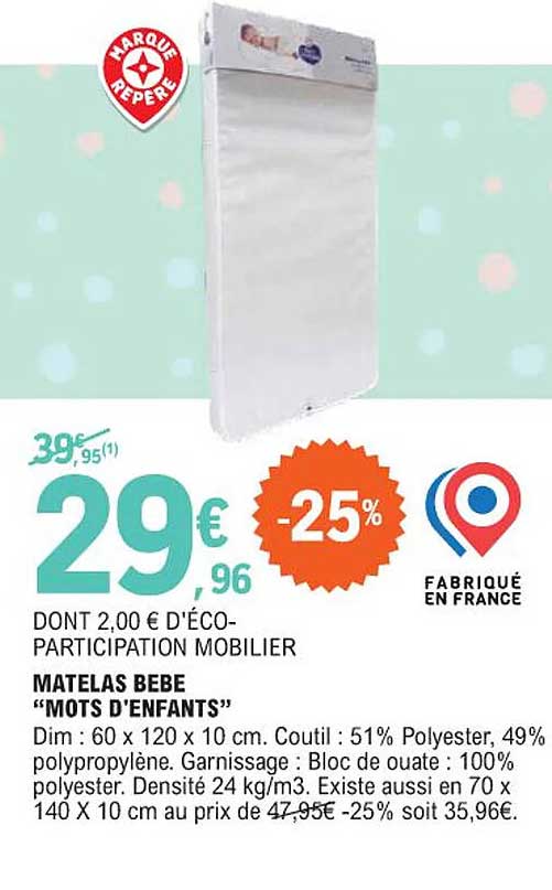 matelas bebe "mots d'enfants"