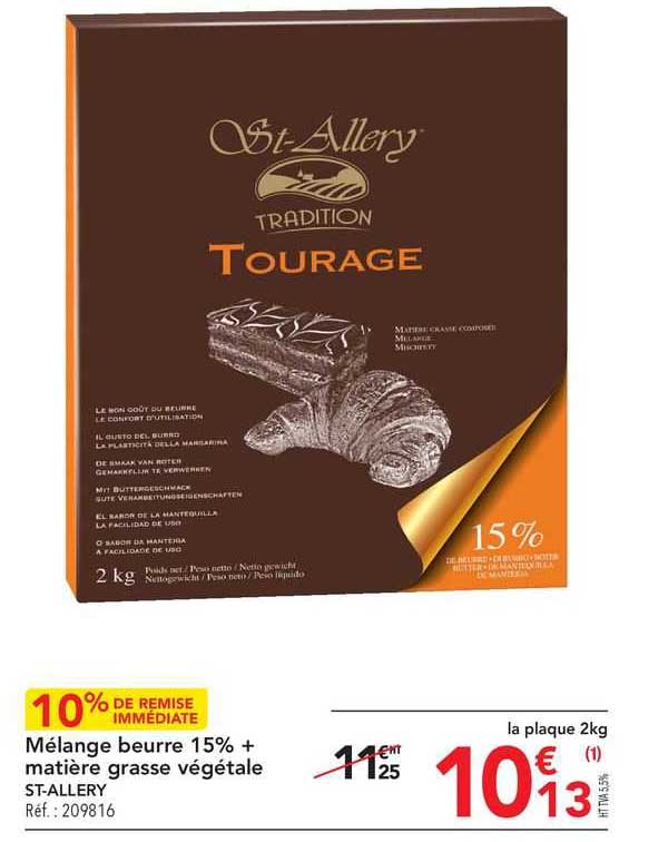 mélange beurre 15% + matière grasse végétale st-allery