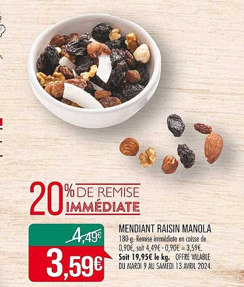 mendiant raisin manola