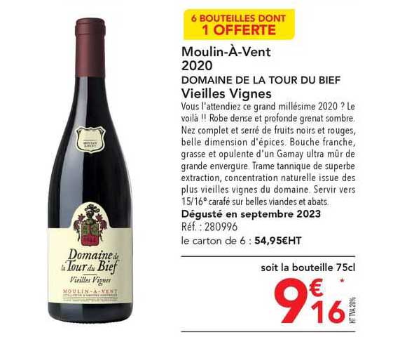 moulin-à-vbent 2020 domaine de la tour du bief vieilles vignes