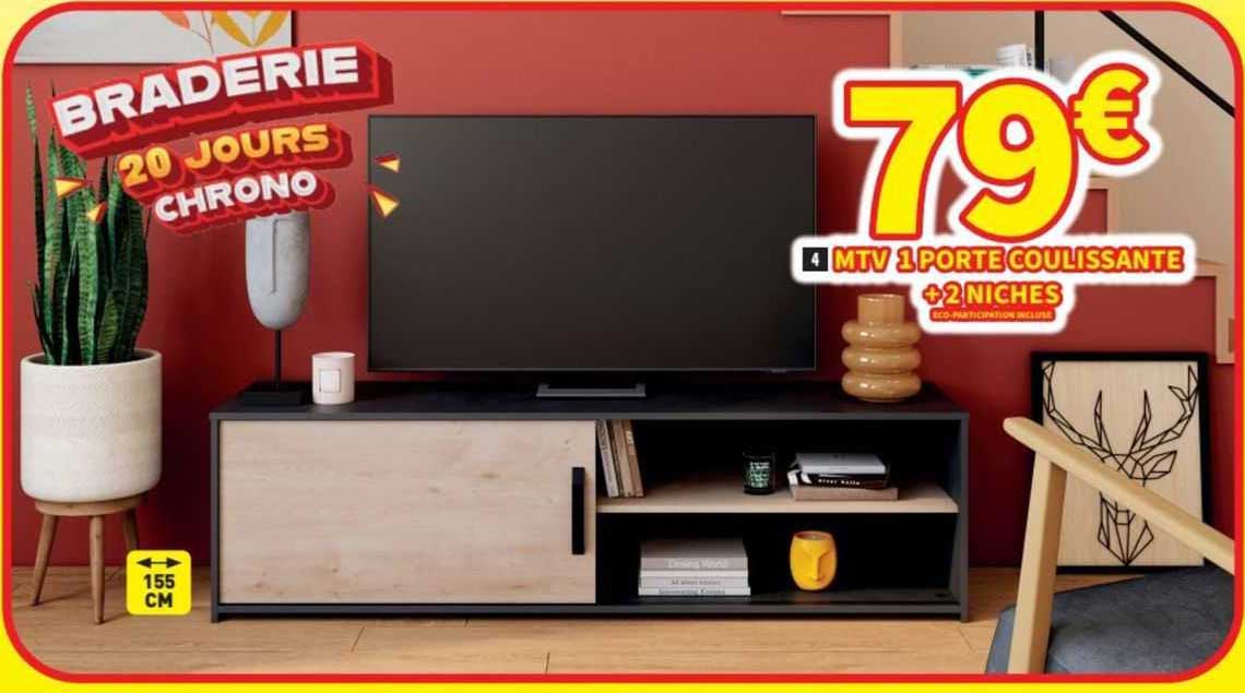 mtv 1 porte coulissante + 2 niches