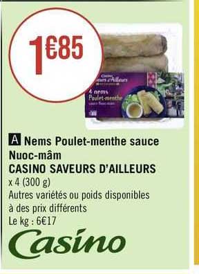 nems poulet-menthe sauce nuoc-mâm casino saveurs d'ailleurs