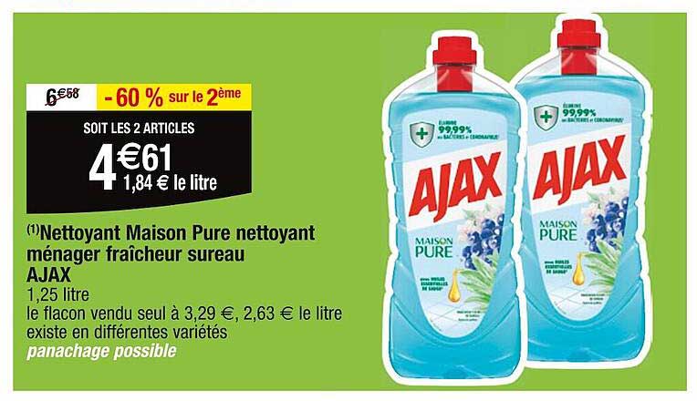nettoyant maison pure nettoyant ménager fraîcheur sureau ajax