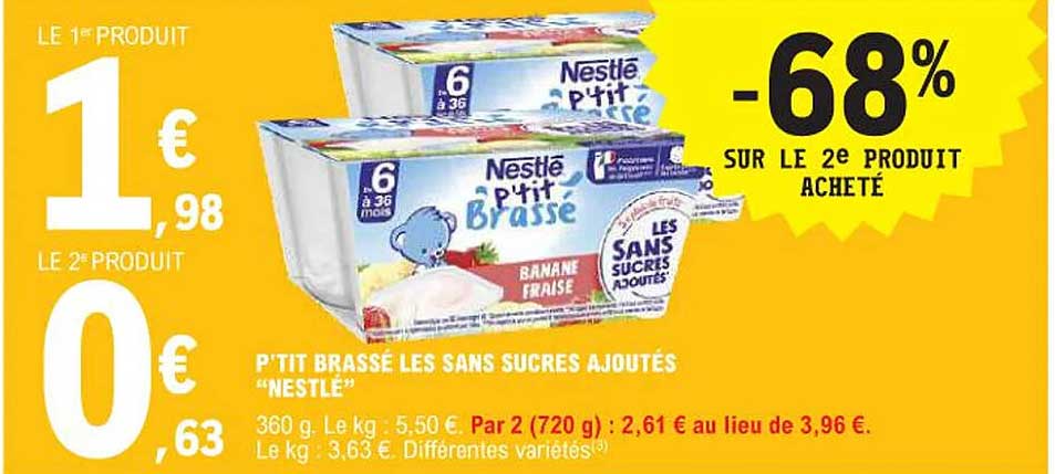 p'tit brassé les ans sucres ajoutés "nestlé"