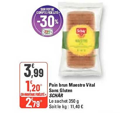 pain brun maestro vital sans gluten schär