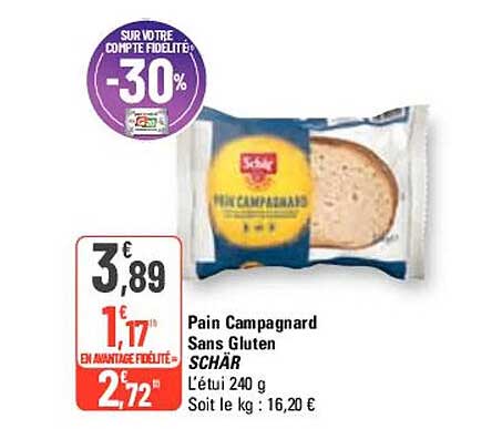 Pain Campagnard Sans Gluten Schär