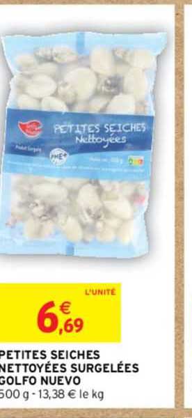 petites seiches nettoyées surgelées golfo neuvo