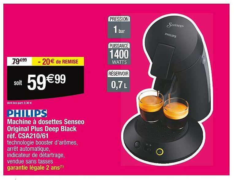 philips machine à dosettes senseo original plus deep black