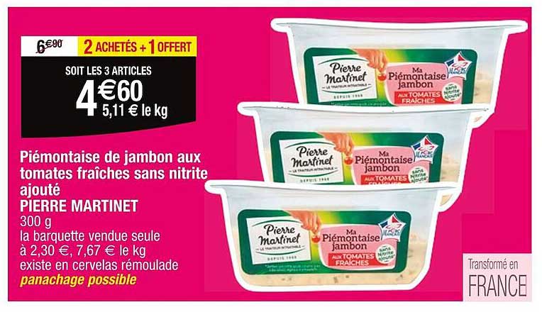 piémontaise de jambon aux tomates fraîches sans nitrite ajouté pierre martinet