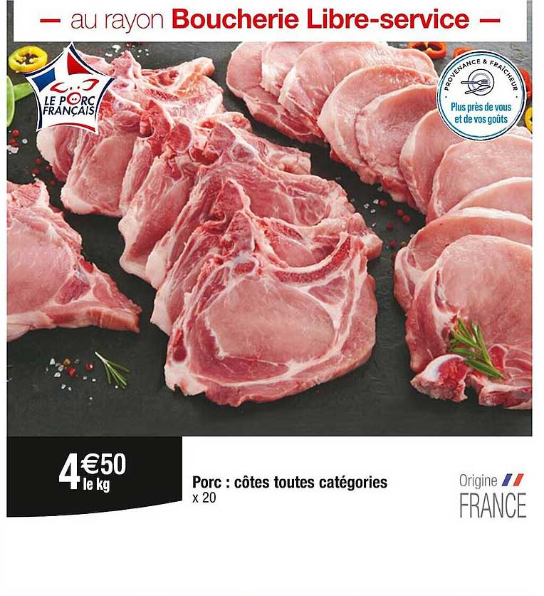 porc : côtes toutes catégories