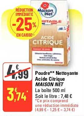 poudre nettoyante acide citrique maison net