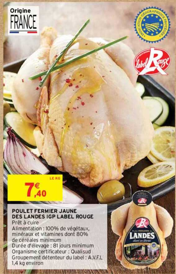 Poulet Fermier Jaune Des Landes Igp Label Rouge